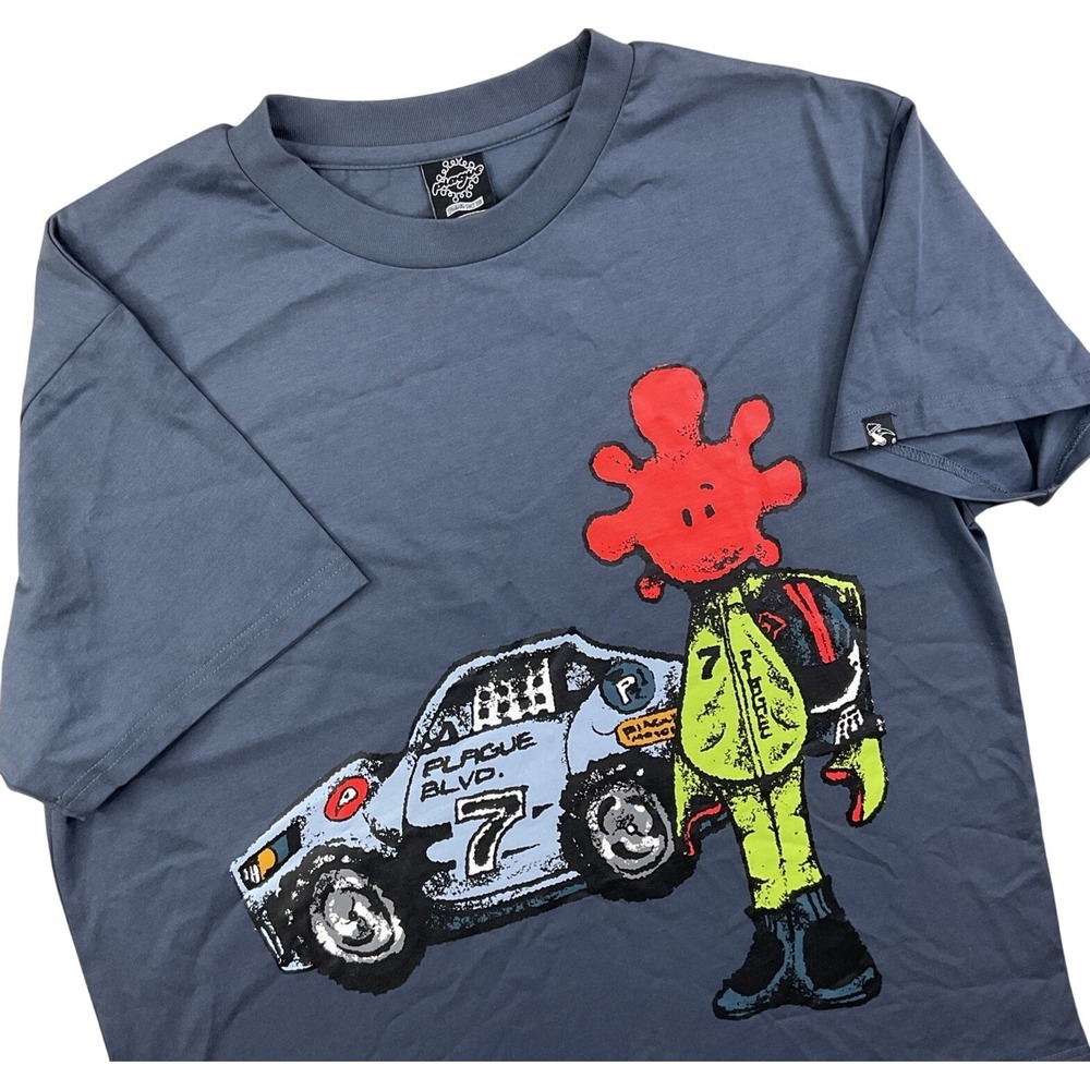Plague‎ BLVD Mens Racing Car Graphic T-Shirt Short Sleeve Streetwear Black L